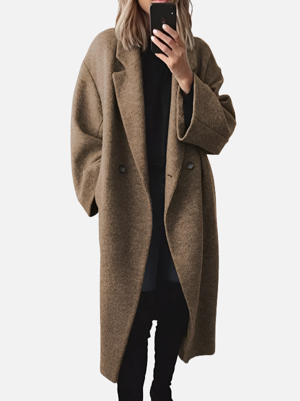 Anna | Lange Oversized Mantel met Knopen