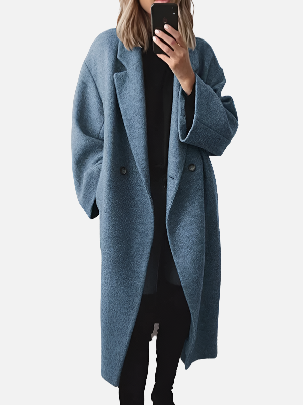 Anna | Lange Oversized Mantel met Knopen