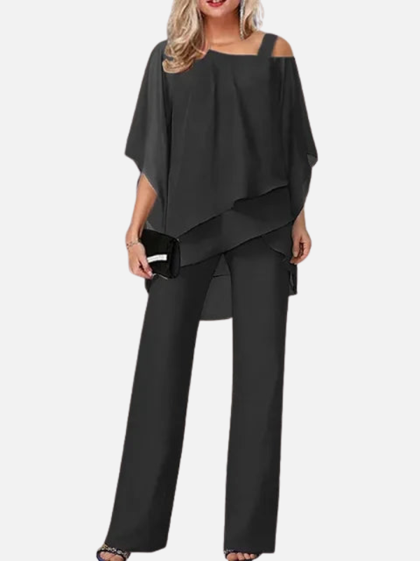 Julia | Asymmetrische Chiffon Set met Broek