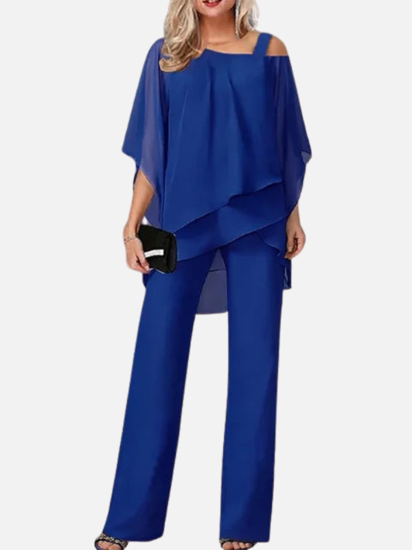 Julia | Asymmetrische Chiffon Set met Broek