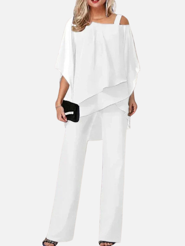 Julia | Asymmetrische Chiffon Set met Broek