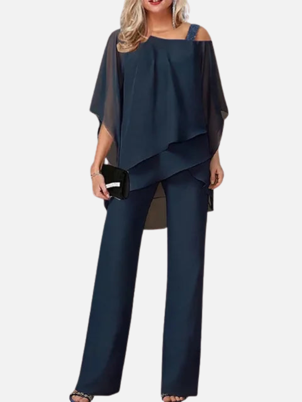 Julia | Asymmetrische Chiffon Set met Broek
