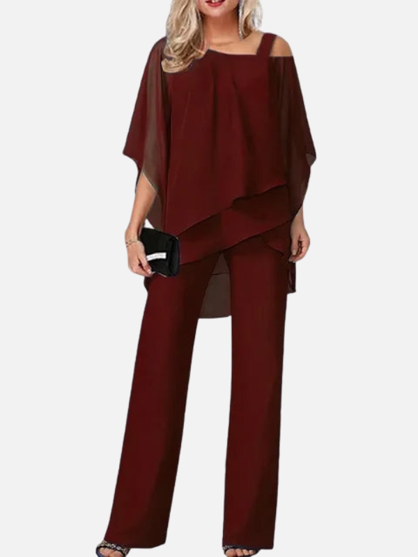 Julia | Asymmetrische Chiffon Set met Broek