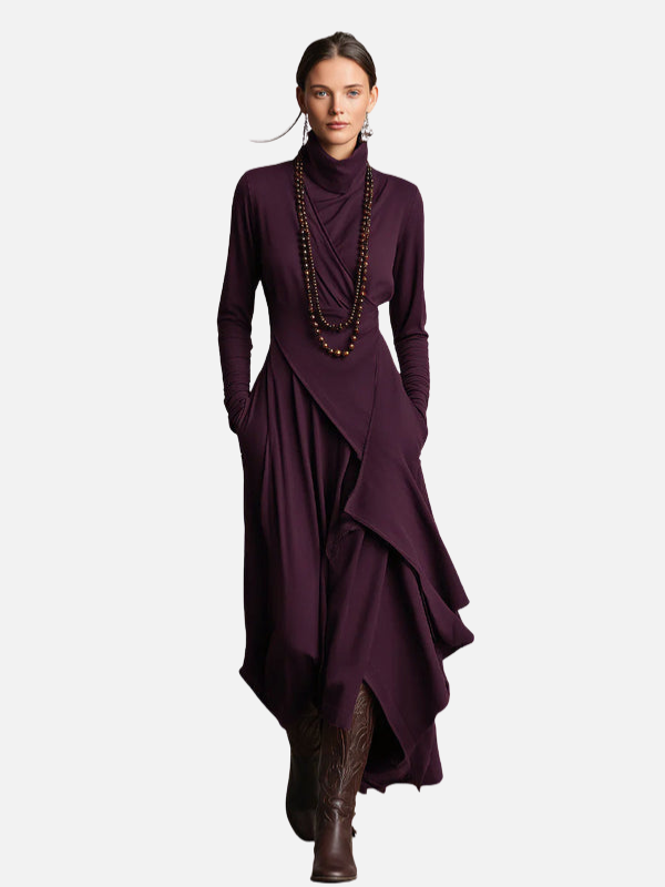 Emma | Asymmetrische Maxijurk met Col