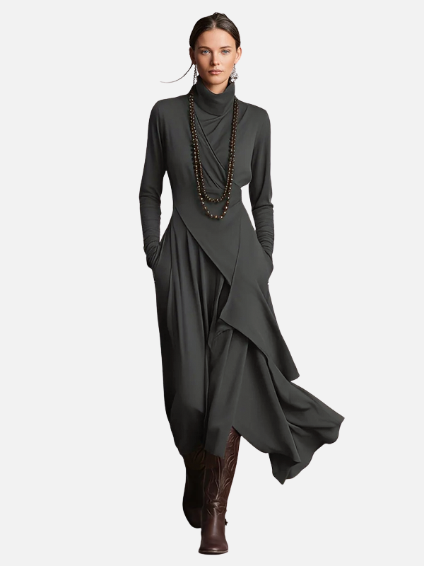 Emma | Asymmetrische Maxijurk met Col
