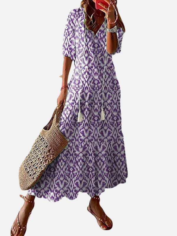 Sanne | Boho Maxi-Jurk met Print