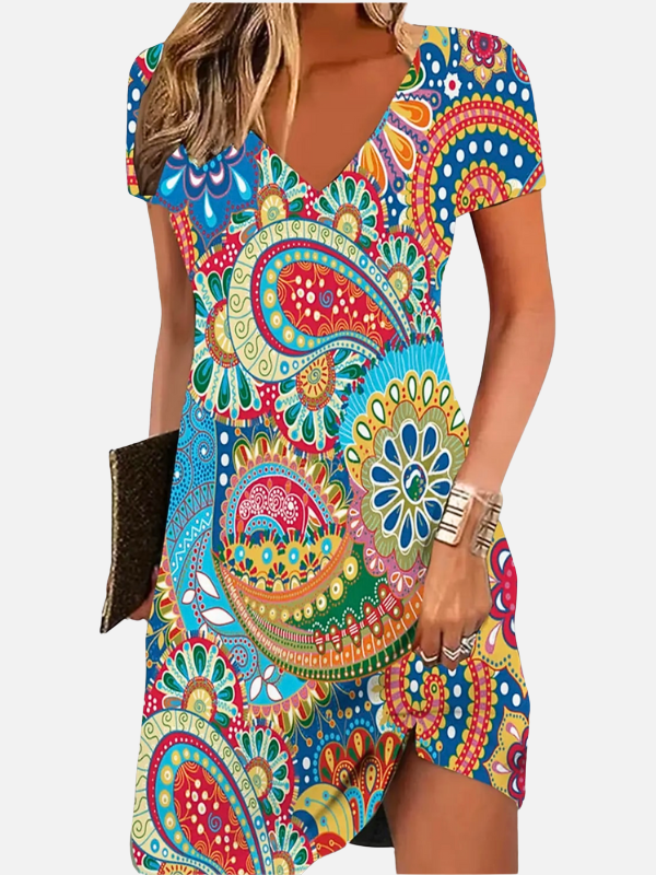 Sara | Boho Mini-Jurk met V-Hals