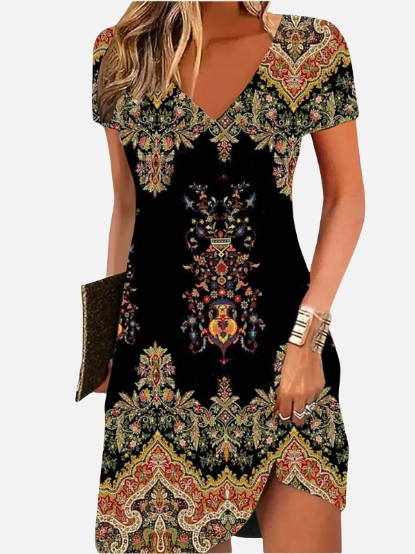 Sara | Boho Mini-Jurk met V-Hals
