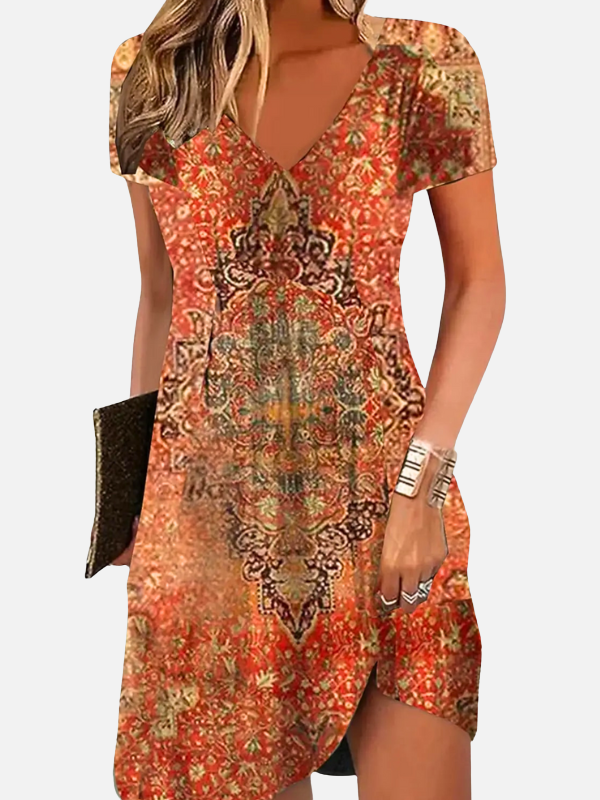 Sara | Boho Mini-Jurk met V-Hals