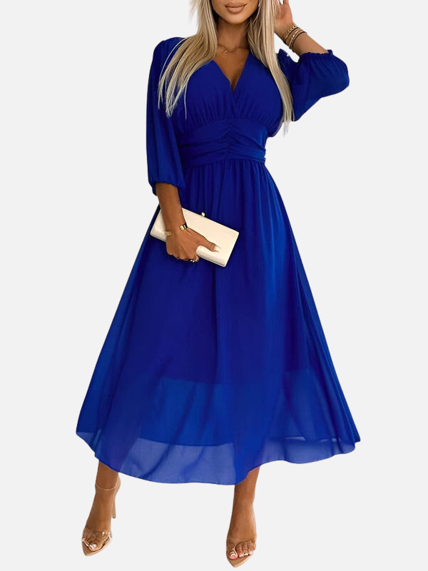 Sara | Chiffon Maxi-Jurk met V-Hals