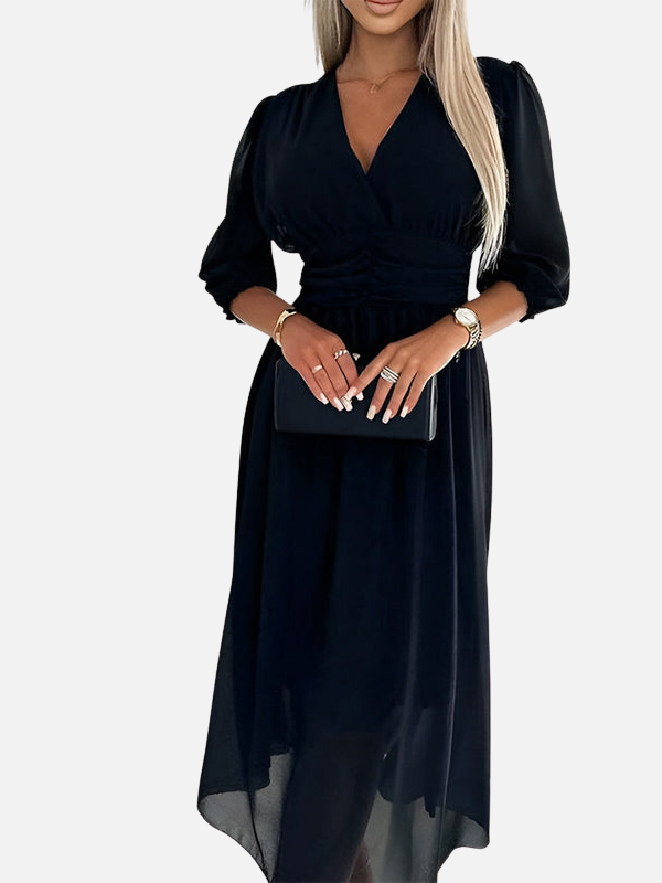Sara | Chiffon Maxi-Jurk met V-Hals