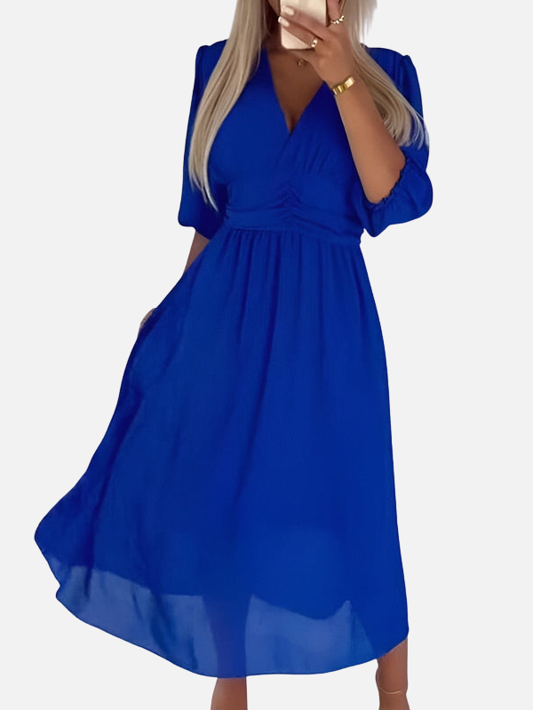 Sara | Chiffon Maxi-Jurk met V-Hals