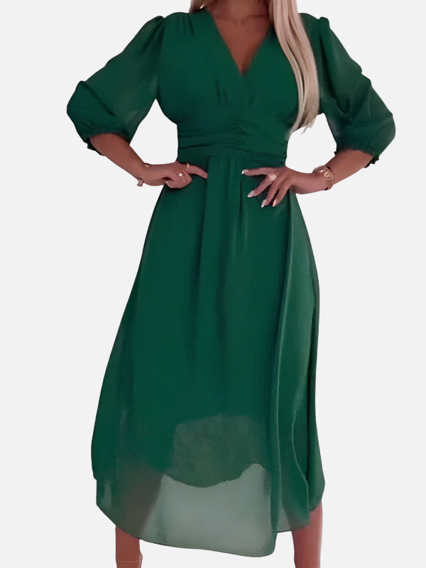 Sara | Chiffon Maxi-Jurk met V-Hals