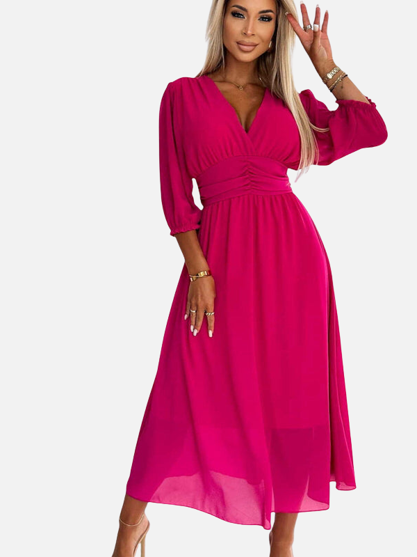 Sara | Chiffon Maxi-Jurk met V-Hals
