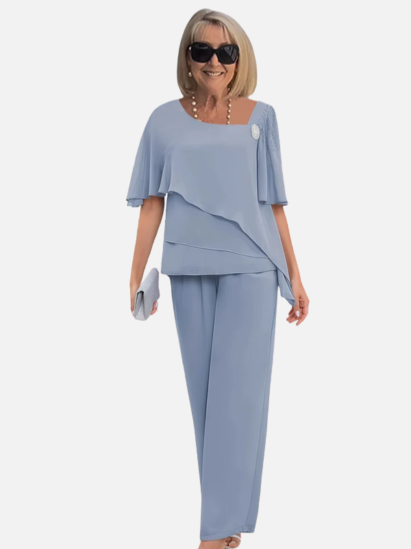 Julia | Chique Tweedelige Set met Chiffon Top