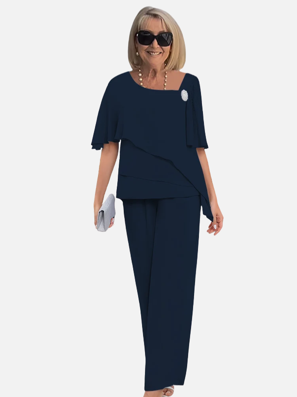 Julia | Chique Tweedelige Set met Chiffon Top