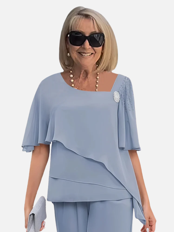 Julia | Chique Tweedelige Set met Chiffon Top