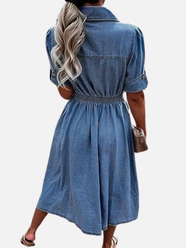 Sanne | Denim Blousejurk met Knopen