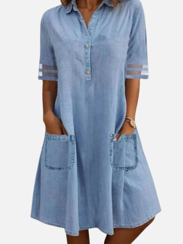 Sara | Denim Blousejurk met Zakken
