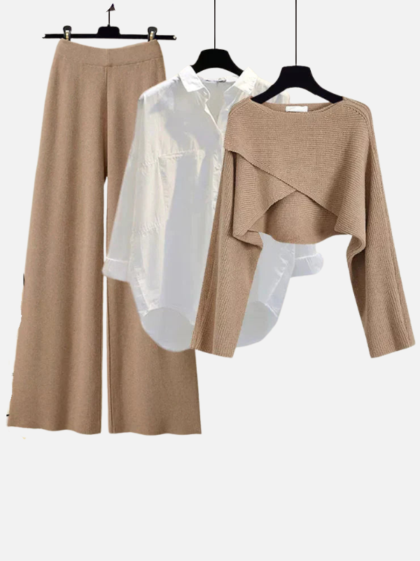 Julia | Driedelige Set met Gebreide Trui en Broek