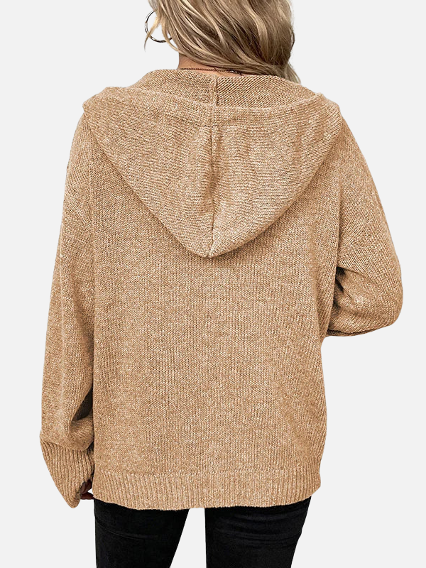 Femke | Gebreid Vest met Capuchon en Knopen