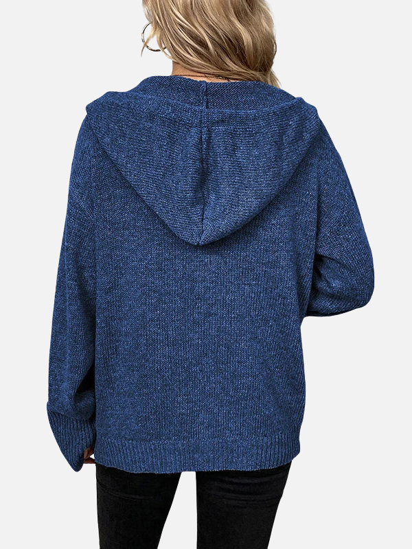 Femke | Gebreid Vest met Capuchon en Knopen