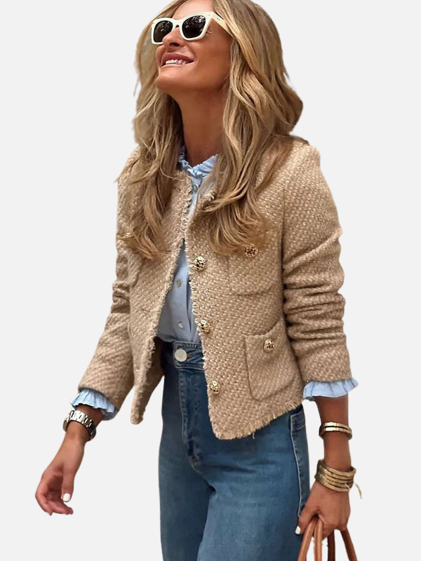 Fleur | Tweed Jasje met Knopen en Zakken