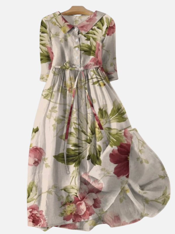 Sara | Gebloemde Blousejurk met Knopen