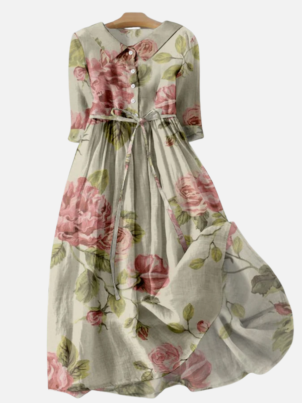 Sara | Gebloemde Blousejurk met Knopen