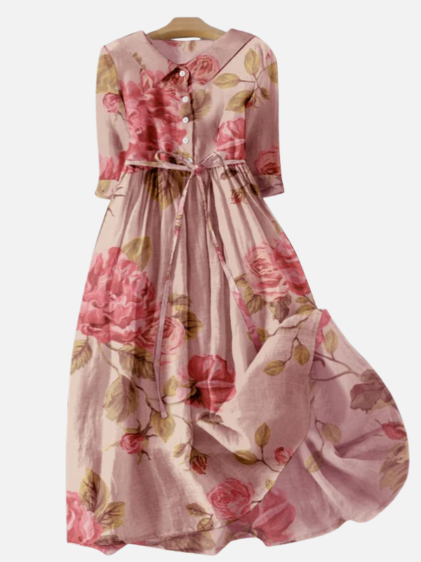 Sara | Gebloemde Blousejurk met Knopen