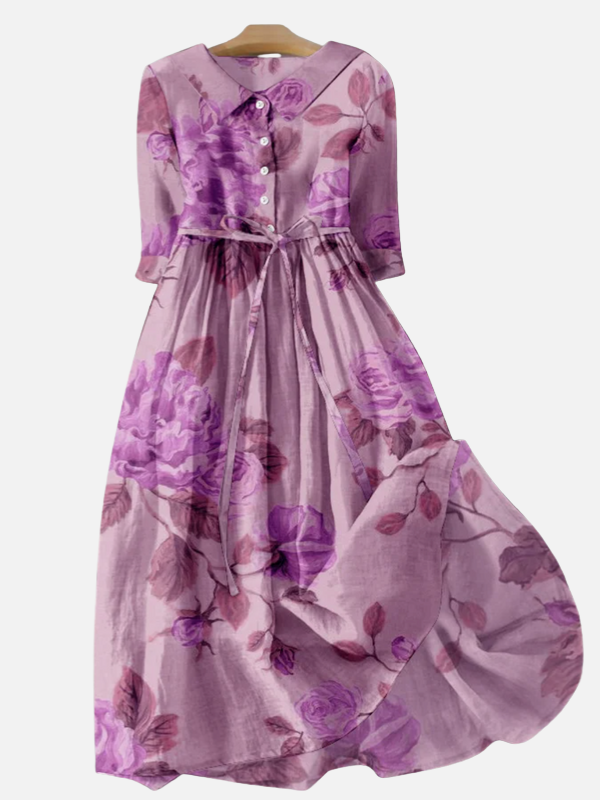 Sara | Gebloemde Blousejurk met Knopen