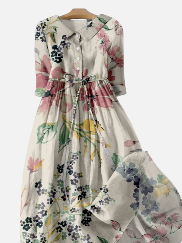 Sara | Gebloemde Blousejurk met Knopen