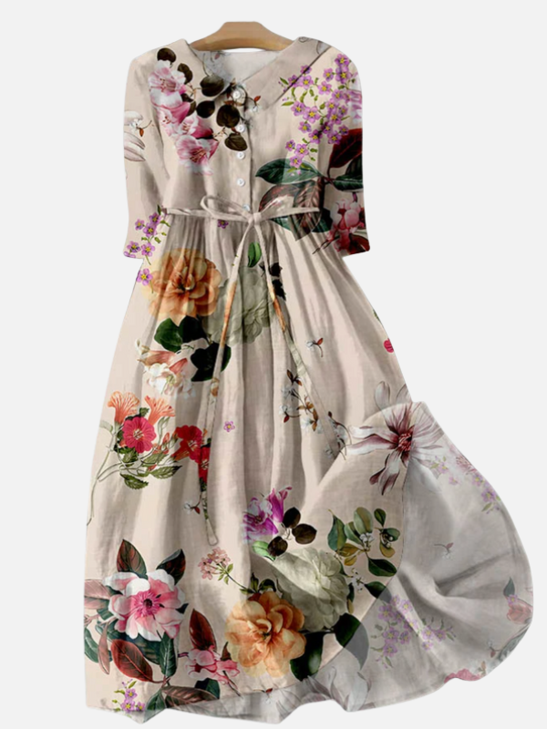 Sara | Gebloemde Blousejurk met Knopen
