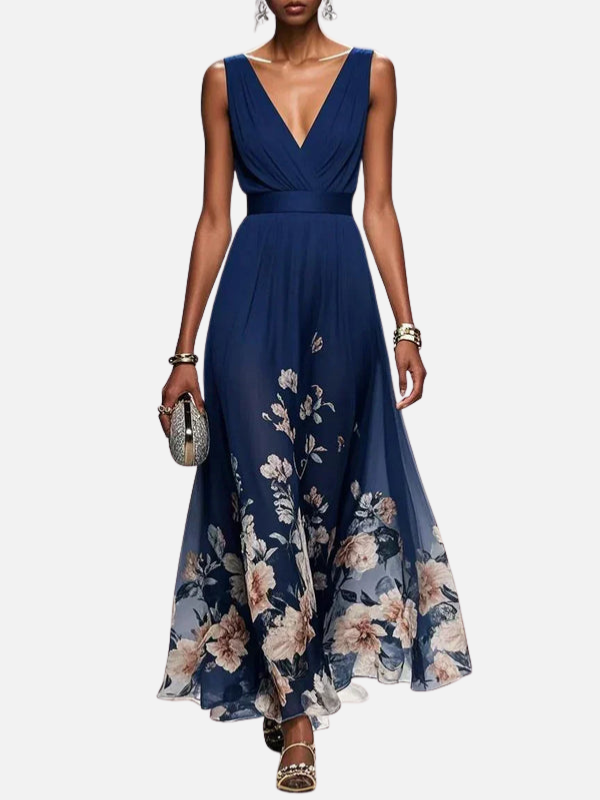 Sara | Gebloemde Maxi-Jurk met V-Hals