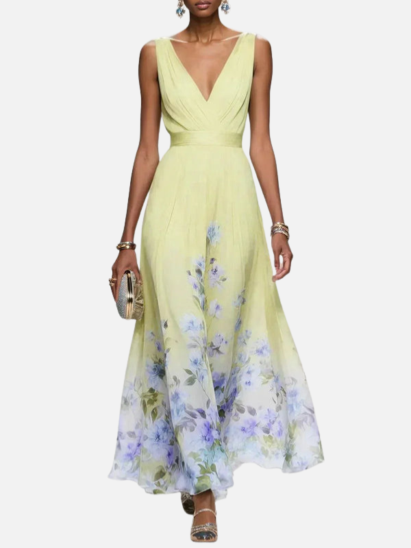Sara | Gebloemde Maxi-Jurk met V-Hals