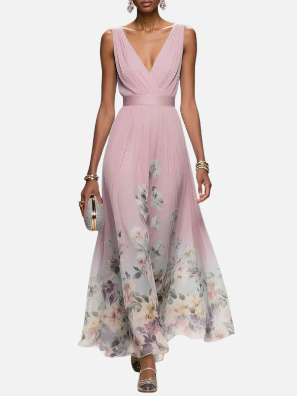 Sara | Gebloemde Maxi-Jurk met V-Hals