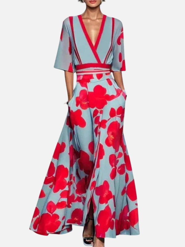 Fleur | Gebloemde Maxi-Jurk met V-Hals