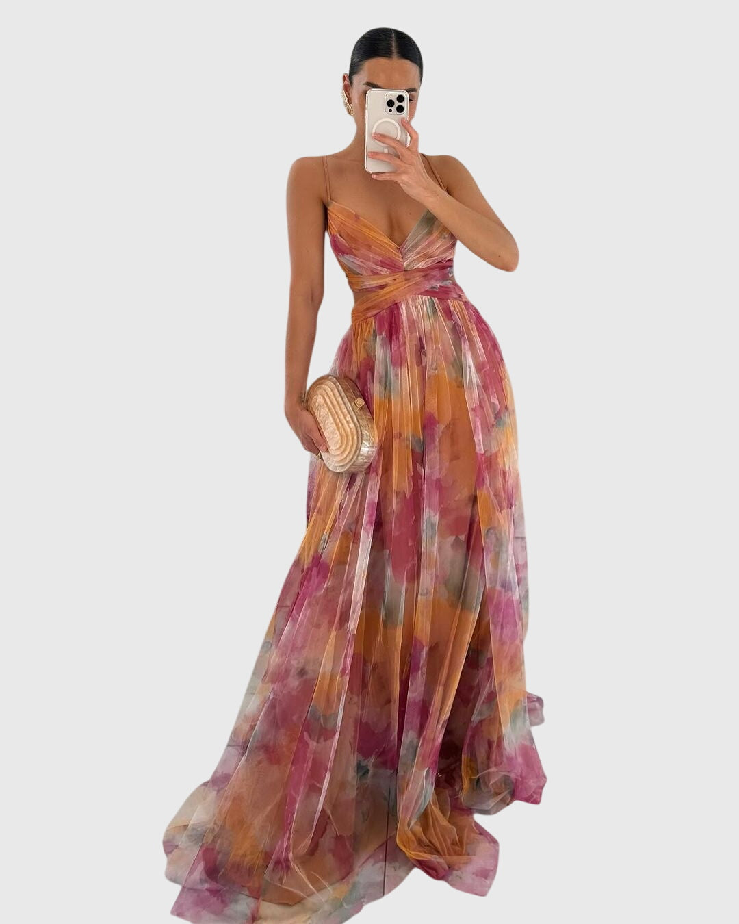 Sara | Gebloemde Maxi-Jurk met V-Hals