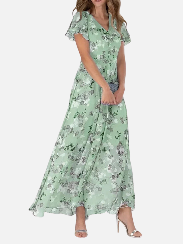 Fleur | Gebloemde Maxi-Jurk met V-Hals