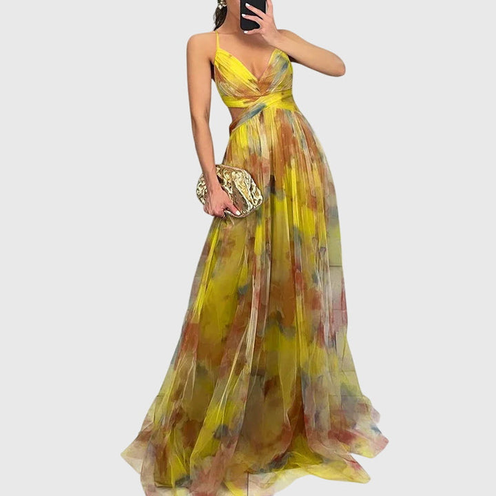 Sara | Gebloemde Maxi-Jurk met V-Hals