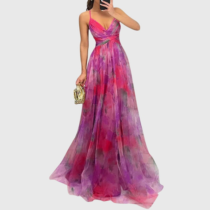 Sara | Gebloemde Maxi-Jurk met V-Hals