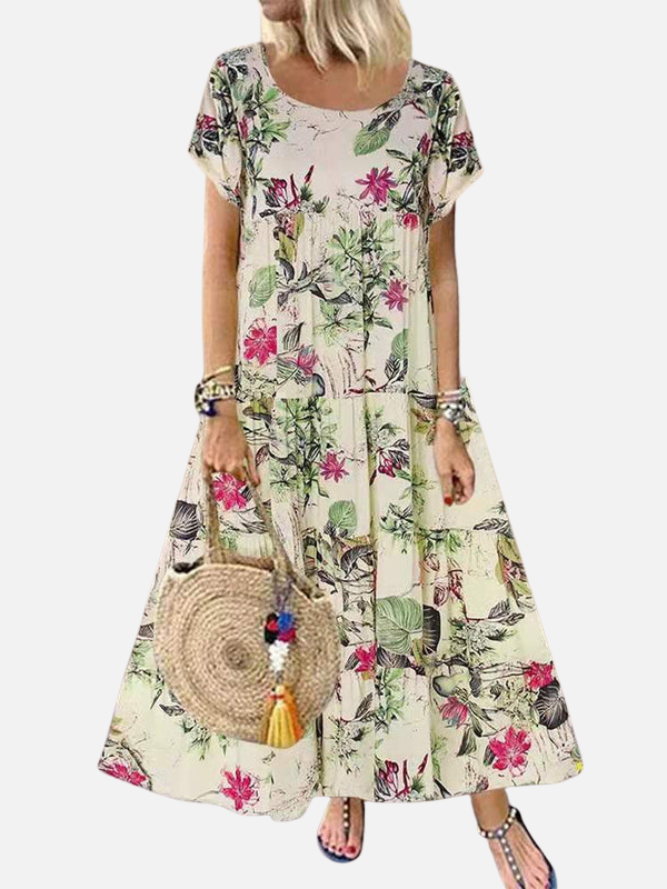 Femke | Gebloemde Maxijurk met Print