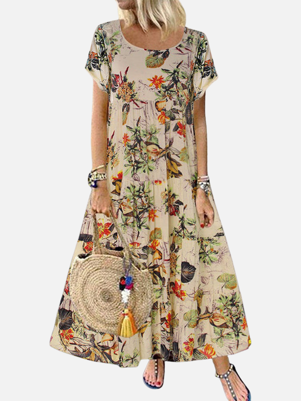 Femke | Gebloemde Maxijurk met Print
