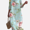 Sara | Gebloemde Midi-Jurk met Ronde Hals
