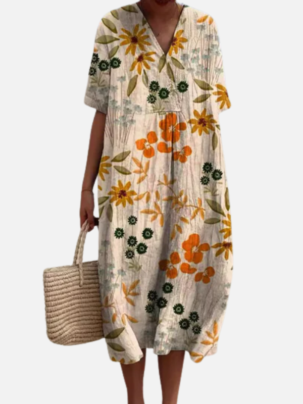 Sara | Gebloemde Zomerjurk met V-Hals