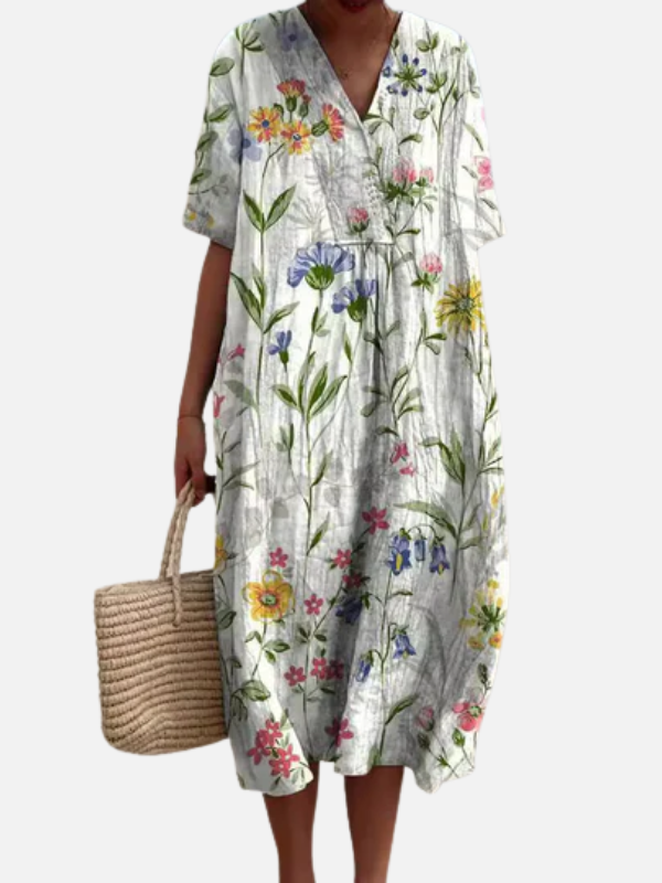 Sara | Gebloemde Zomerjurk met V-Hals