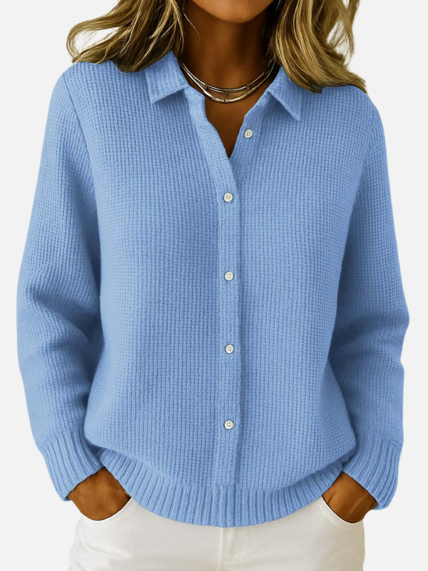 Fleur | Gebreid Knoopvest met Kraag