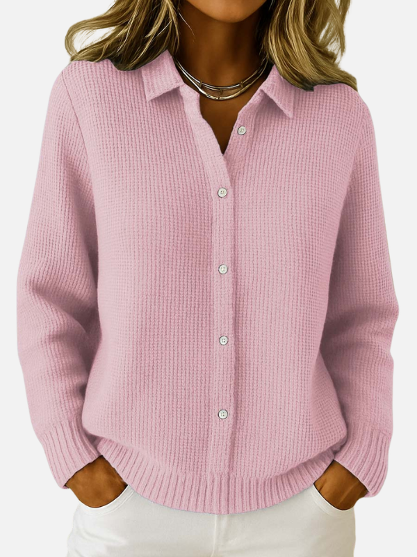 Fleur | Gebreid Knoopvest met Kraag