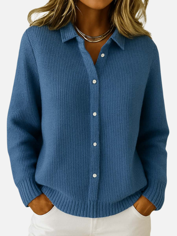 Fleur | Gebreid Knoopvest met Kraag
