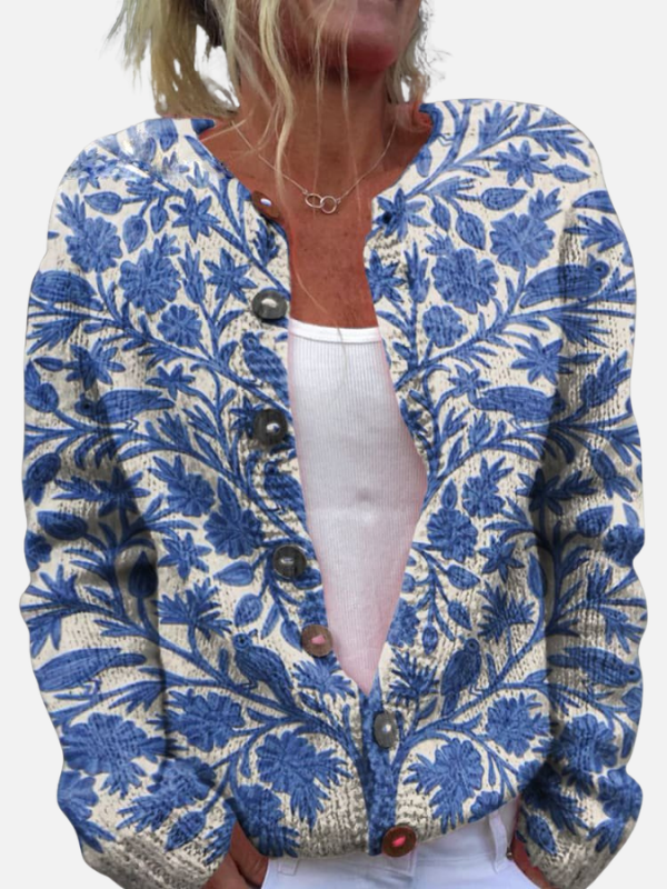 Fleur | Gebreid Vest met Bloemenprint